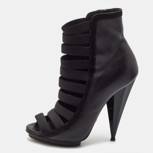 Gucci Black Leather Elastic Olimpia Open Toe Booties Size 37, Boots - Luxury Closet catalog