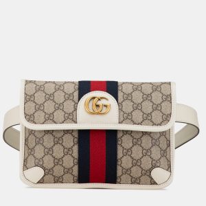 Gucci Beige/White Leather Canvas GG Supreme Ophidia Belt Bag, Handbags - Luxury Closet catalog