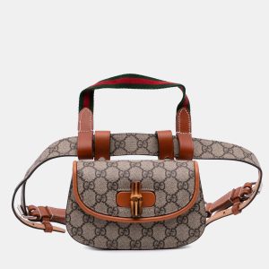 Gucci Brown Mini GG Supreme Web Bamboo 1947 Belt Bag, Luggage Accessories - Luxury Closet catalog