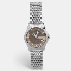 Gucci Brown Stainless Steel G-Timeless YA126503 Women's Wristwatch 27 mm, Watches - Luxury Closet catalog