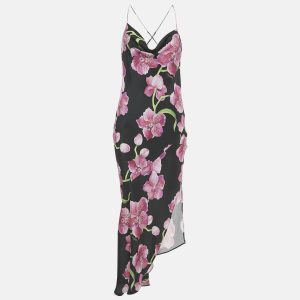 Haney Black Floral Print Silk Cowl Neck Slip Dress M, Dresses - Luxury Closet catalog