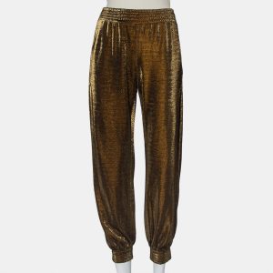 Haney Metallic Lurex Knit Side Slit Detail Harem Joggers M, Clothing - Luxury Closet catalog