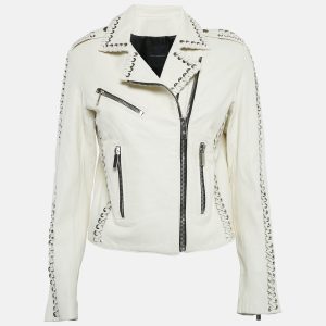 Nour Hammour White Leather Lace-Up Detail Jacket S, Coats & Jackets - Luxury Closet catalog