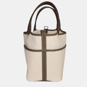 Hermes Cargo Ecru Toile Etoupe Swift Picotin 18 bag PHW, Tote Handbags - Luxury Closet catalog