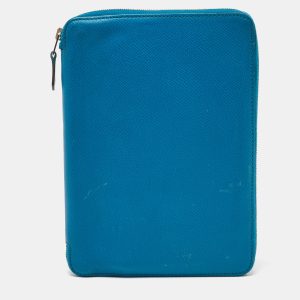 Herm&egrave;s Blue Izmir Epsom Leather Globe Trotter Zip Agenda Planner, Mobile Phone Cases - Luxury Closet catalog
