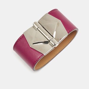 Herm&egrave;s B&eacute;r&eacute;nice Cuir Leather Palladium Plated Bracelet, Jewelry - Luxury Closet catalog