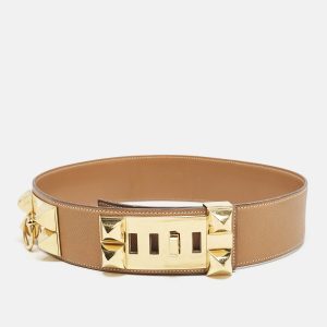 Hermes Gold Courchevel Leather Collier de Chien Belt 70 CM, Belt Buckles - Luxury Closet catalog