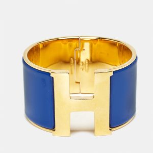 Herm&egrave;s Clic Clac H Blue Enamel Gold Plated Bracelet, Jewelry - Luxury Closet catalog
