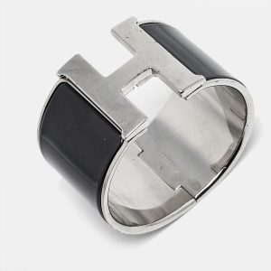 Hermes Clic Clac H Black Enamel Palladium Plated Extra Wide Bracelet, Jewelry - Luxury Closet catalog