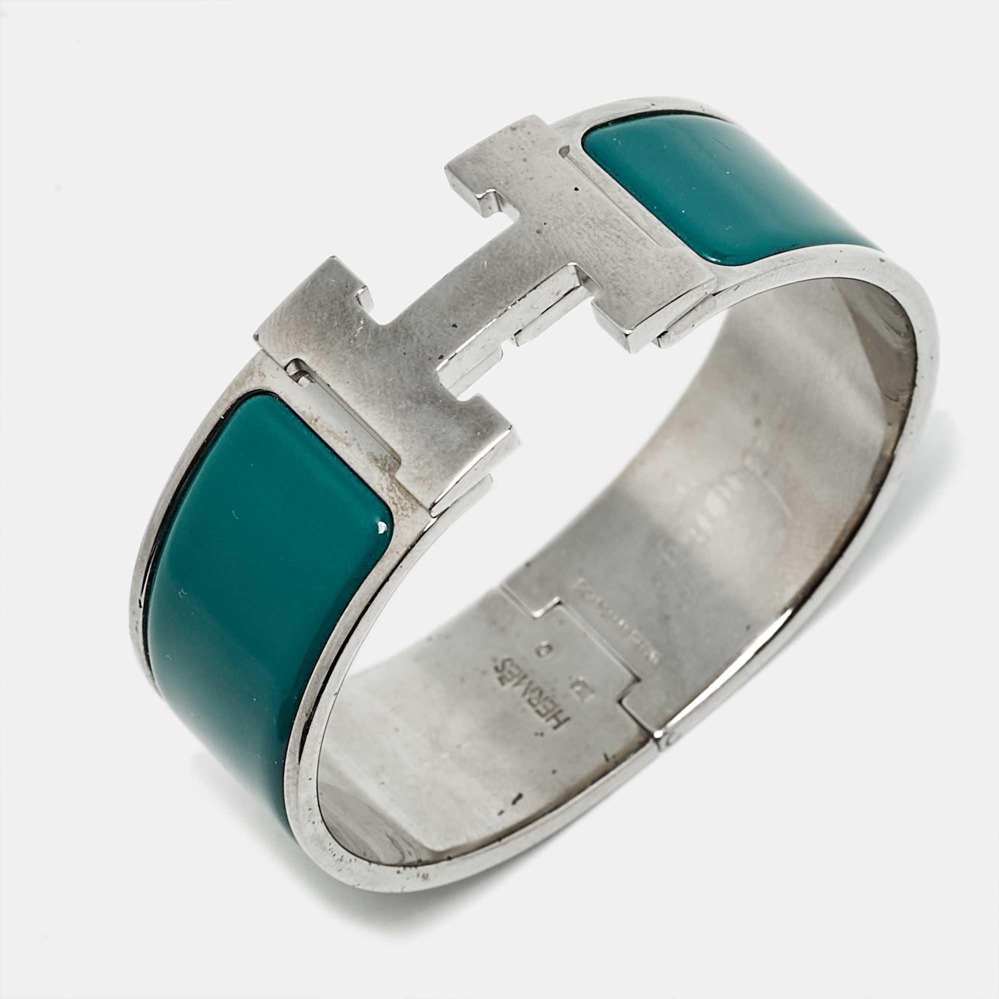 Hermes Clic Clac H Green Enamel Palladium Plated Bracelet, Jewelry - Luxury Closet catalog