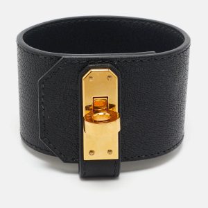 Hermès Kelly Twist Black Leather Gold Plated Large Model Bracelet, Jewelry - Luxury Closet catalog