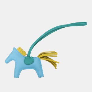 Hermes Blue Swift Calfskin Rodeo PM Charm, Luggage Accessories - Luxury Closet catalog