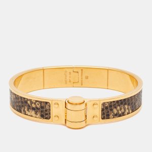 Hermes Lizard Skin Gold Plated Narrow Hinged Bangle Bracelet, Jewelry - Luxury Closet catalog