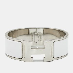 Hermes Clic Clac H White Enamel Palladium Plated Bracelet, Jewelry - Luxury Closet catalog