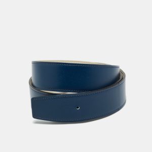 Hermes Bleu de Malte/Craie Box and Togo Leather Reversible Belt Strap 95 CM, Belt Buckles - Luxury Closet catalog