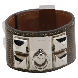 Hermes Brown Leather Lizard Collier de Chien Wide Bracelet, Jewelry - Luxury Closet catalog