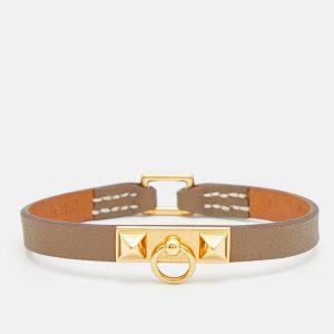 Hermes Micro Rivale Grey Leather Bracelet M, Jewelry - Luxury Closet catalog