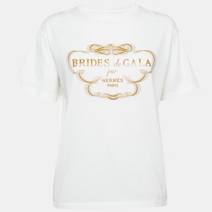 Herm&egrave;s White Printed Cotton Crew Neck T-Shirt M, Shirts & Tops - Luxury Closet catalog