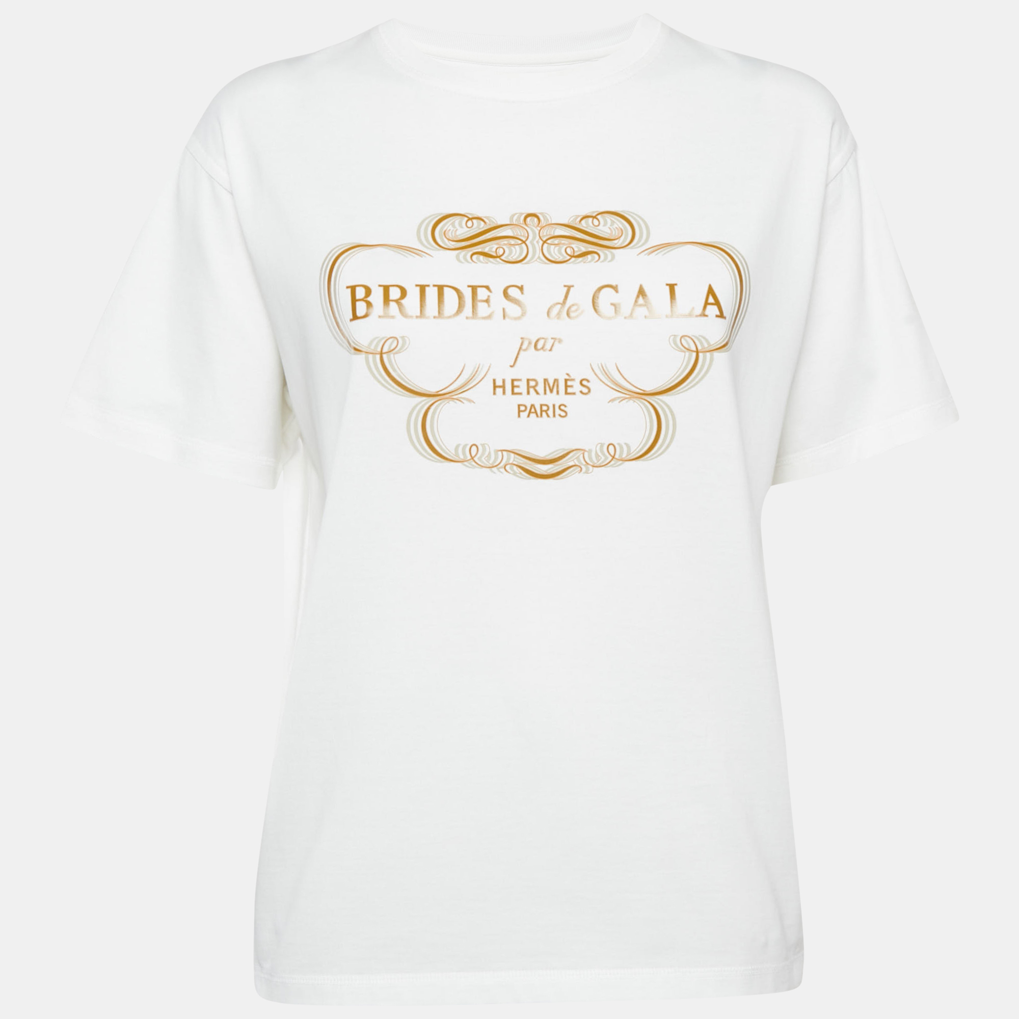 Hermès White Printed Cotton Crew Neck T-Shirt M, Shirts & Tops - Luxury Closet catalog