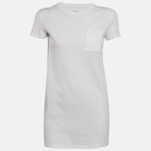 Herm&egrave;s White Embroidered Pocket Jersey T-Shirt Dress S, Dresses - Luxury Closet catalog
