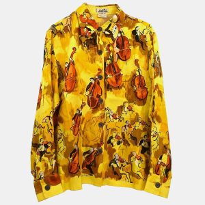 Hermes Yellow Silk Shirt Blouse Woman Size 40, Shirts & Tops - Luxury Closet catalog