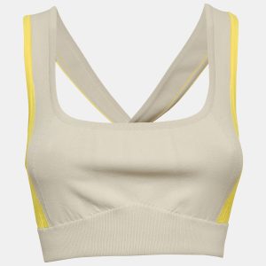 Herm&egrave;s Grey Stretch Knit Yoga Crop Top S, Shirts & Tops - Luxury Closet catalog