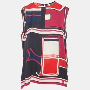 Hermes Multicolor Printed Silk Sleeveless Top M, Shirts & Tops - Luxury Closet catalog