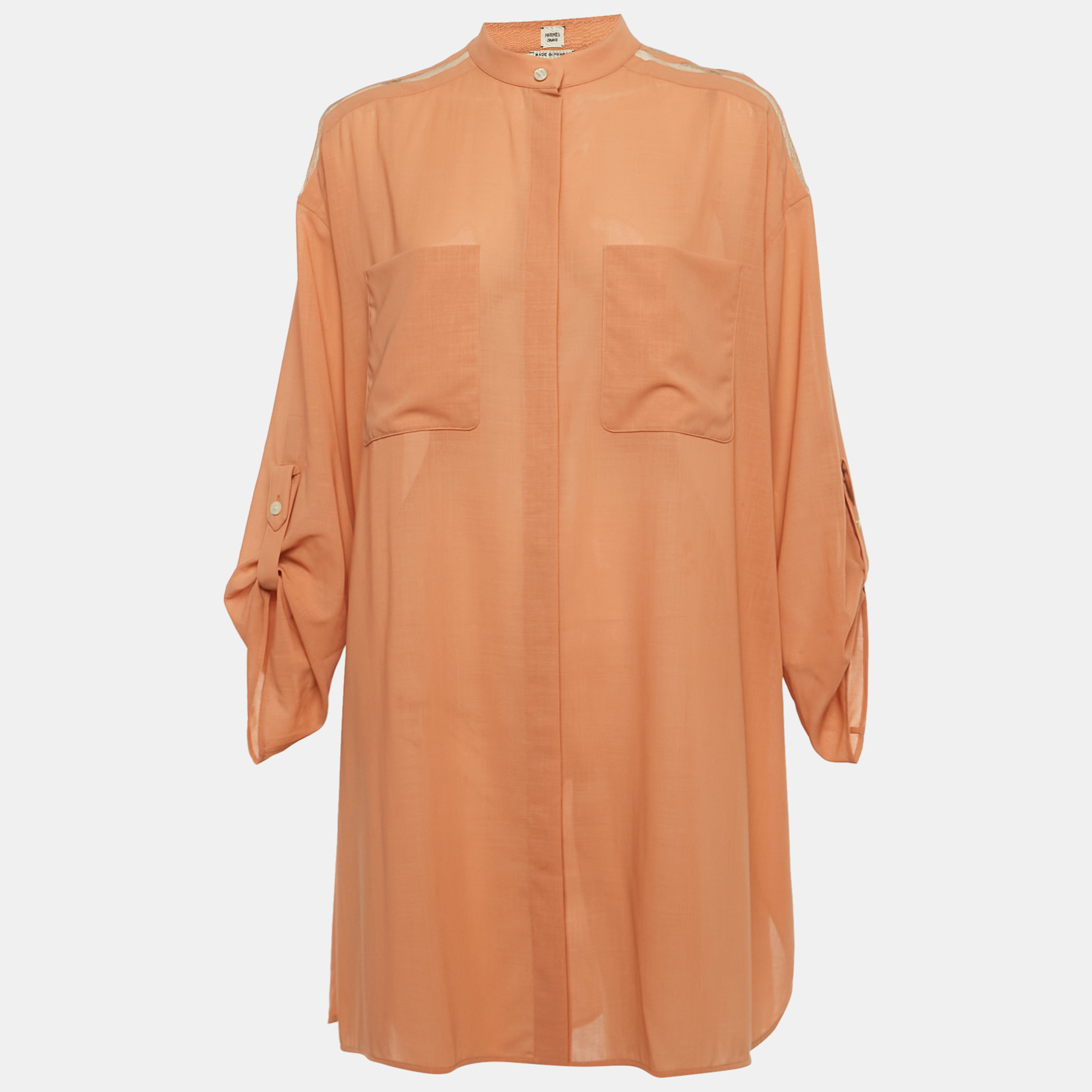 Hermes Peach/Light Orange Wool Shirt Dress M, Dresses - Luxury Closet catalog