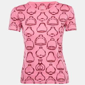 Hermes Pink Printed Cotton Crewneck T-Shirt S, Shirts & Tops - Luxury Closet catalog
