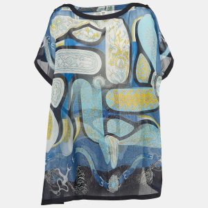 Hermes Blue Printed Sheer Cotton Kaftan Mini Dress One Size, Dresses - Luxury Closet catalog