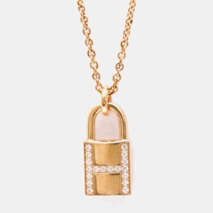 Hermes Cadena 18K Rose Gold Diamond Pendant Necklace, Necklaces - Luxury Closet catalog
