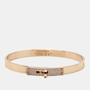 Hermes Kelly Diamonds 18k Rose Gold Small Model Bracelet SH, Bracelets - Luxury Closet catalog