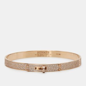 Hermes Kelly Diamonds 18k Rose Gold Small Model Bracelet, Bracelets - Luxury Closet catalog