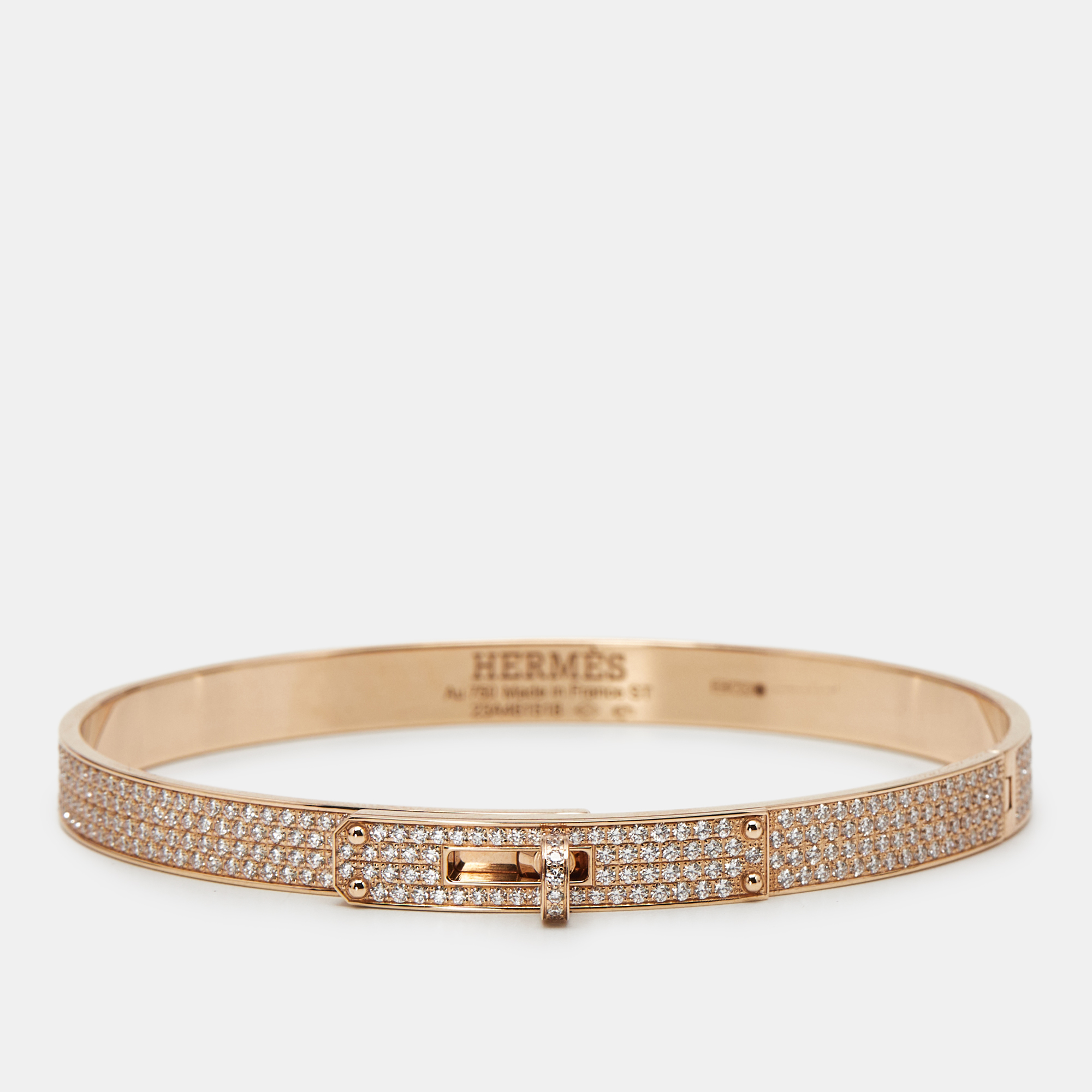 Hermes Kelly Diamonds 18k Rose Gold Small Model Bracelet, Bracelets - Luxury Closet catalog