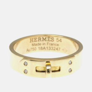Hermes Kelly Pink Gold 18K Diamond Band Ring EU 54, Rings - Luxury Closet catalog