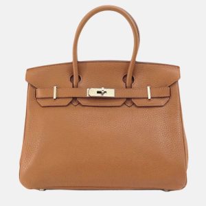 Hermes Gold Taurillon Clemence Leather Birkin 30 Tote Bag, Tote Handbags - Luxury Closet catalog