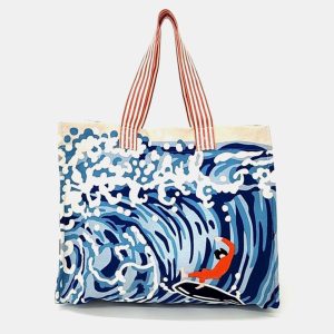 Hermes Blue Canvas Wave Tote Bag, Tote Handbags - Luxury Closet catalog