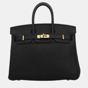 Hermes Noir Togo Leather Gold Finish Birkin 25 Bag, Tote Handbags - Luxury Closet catalog
