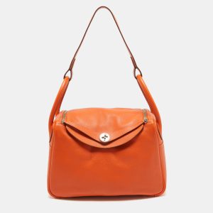 Hermes Orange Evercolor Leather Palladium Finish Lindy 30 Bag, Shoulder Bags - Luxury Closet catalog