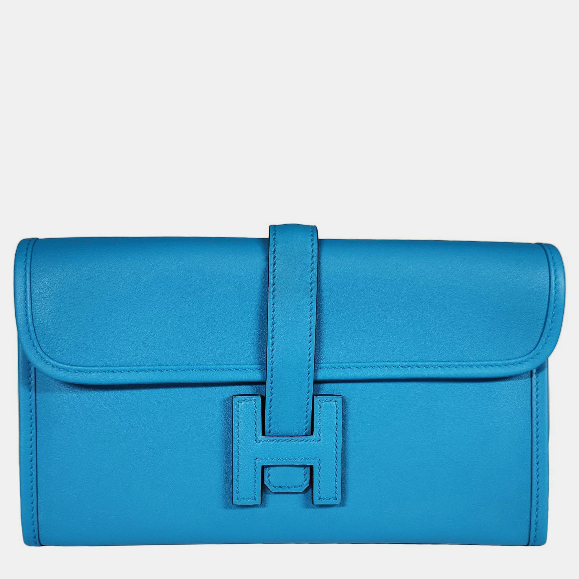 Hermes Bleu Zanzibar Swift Jige Duo wallet PHW, Wallets & Money Clips - Luxury Closet catalog
