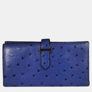 Hermes Blue Ostrich Bearn Wallet, Wallets & Money Clips - Luxury Closet catalog