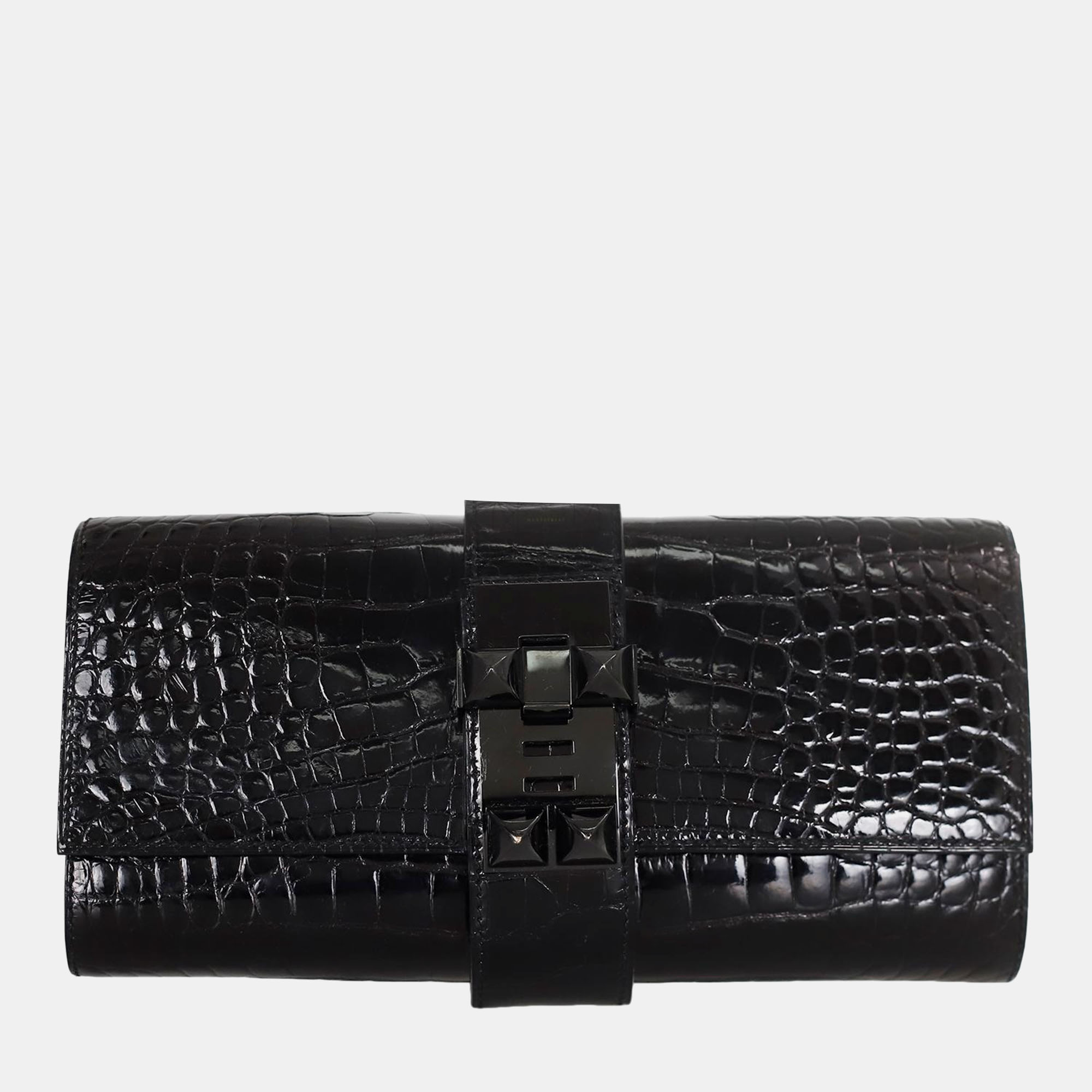 Hermes Shiny Alligator So Black Medor Clutch, Clutches & Special Occasion Bags - Luxury Closet catalog