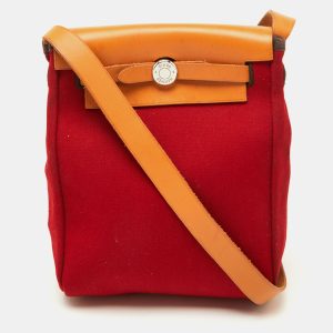 Hermes Rouge Imperial/Natural Canvas and Leather 2-in-1 Herbag TPM Bag, Shoulder Bags - Luxury Closet catalog