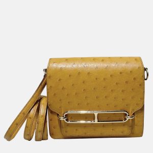 Hermes Yellow Ostrich Leather Roulis Shoulder Bag, Tote Handbags - Luxury Closet catalog