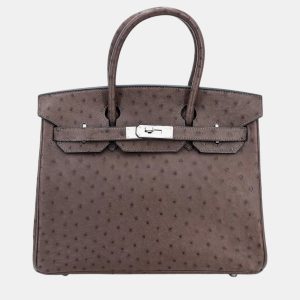 Hermes Ebene Ostrich Leather Birkin 30 Bag, Tote Handbags - Luxury Closet catalog