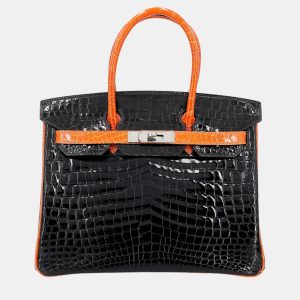 Hermes Orange and Black Niloticus Crocodile Leather Birkin 30, Tote Handbags - Luxury Closet catalog
