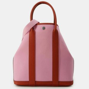 Hermes Pink/Rouge Duchesse Toilet Officer Vache Leather Garden Party 36 Bag, Tote Handbags - Luxury Closet catalog