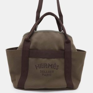 Hermes Groom Khaki/Fu Canvas Leather  Sac De Pansage Bag, Tote Handbags - Luxury Closet catalog