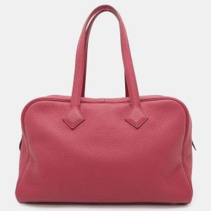 Hermes Ruby Taurillon Clemence Victoria 35 Bag, Tote Handbags - Luxury Closet catalog