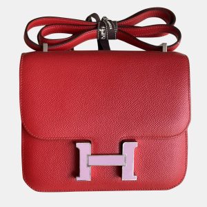 Hermes New Red Pink Enamel Buckle Constance 19 bag, Shoulder Bags - Luxury Closet catalog